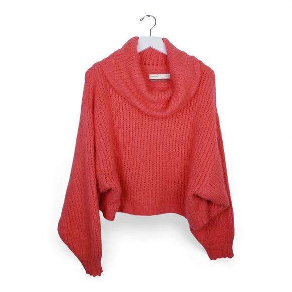 PILCRO Anthropologie Zamora Cowl Neck Alpaca Sweater in Coral #OB1194125 Small - Picture 6 of 15